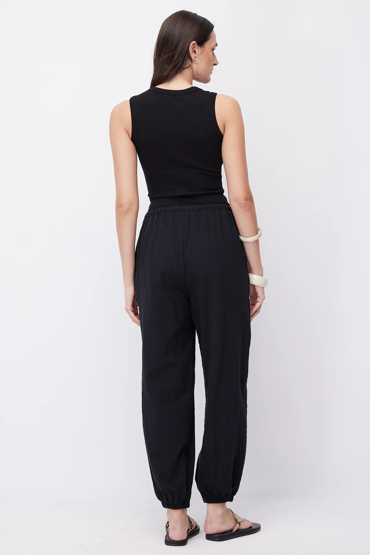 Women's Linen Trousers with Elasticated Hem