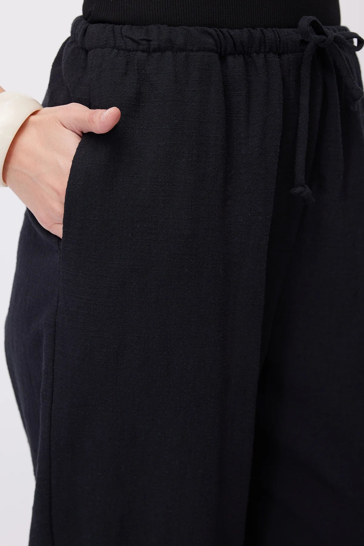 Women's Linen Trousers with Elasticated Hem