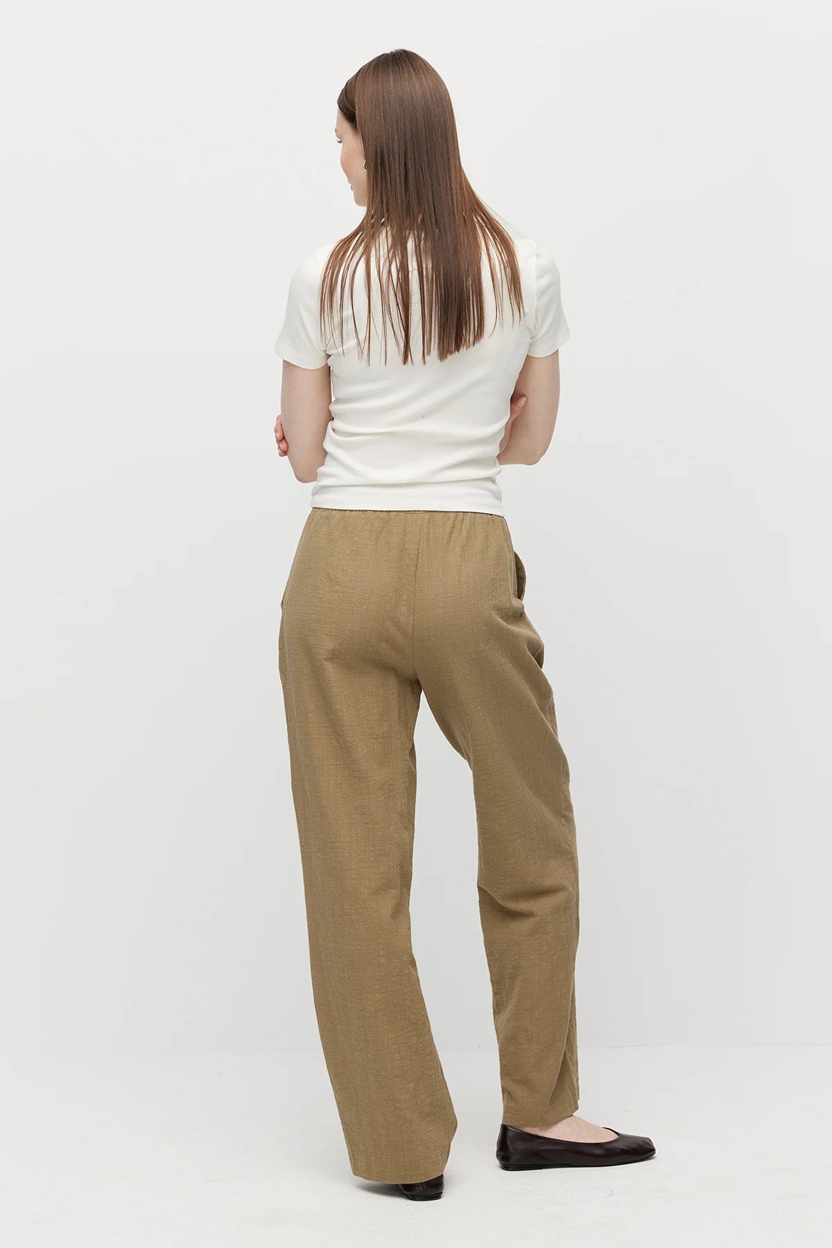 Women's Linen Trousers with Elastic Waistband