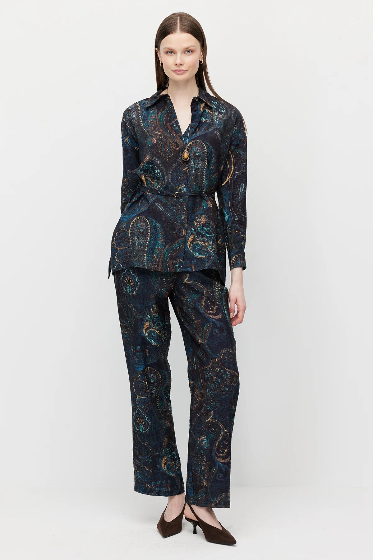 Women's Patterned Wide-Leg Trousers