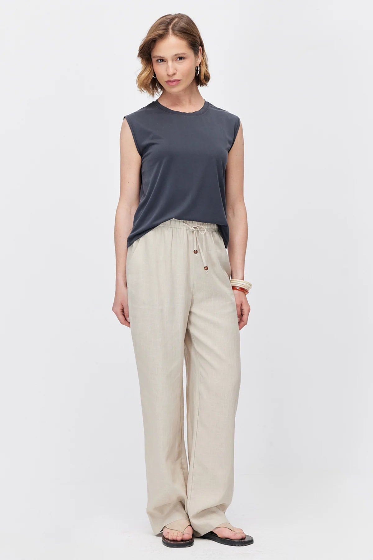 Women's Belted Pants with Pockets