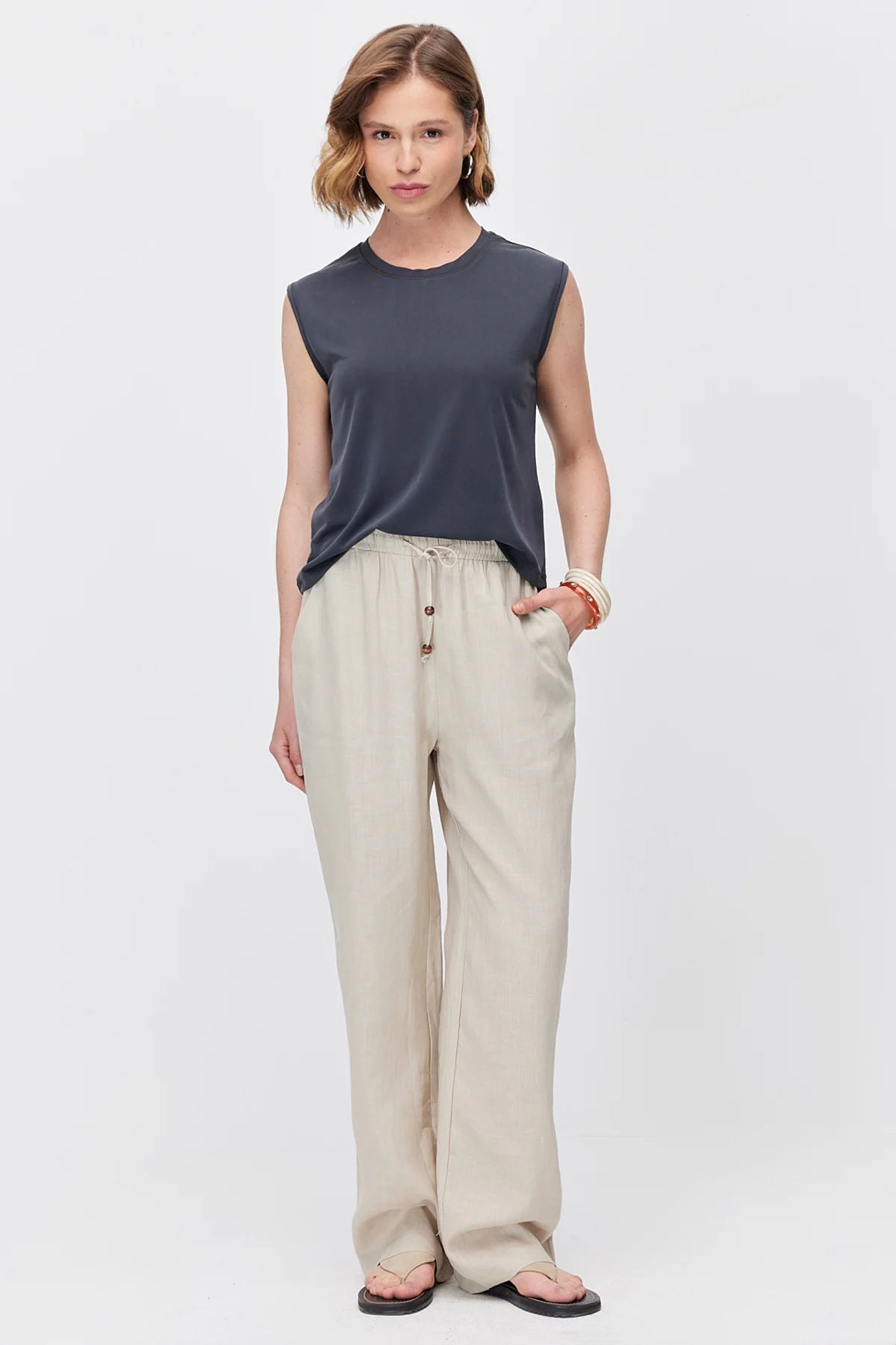 Women's Belted Pants with Pockets