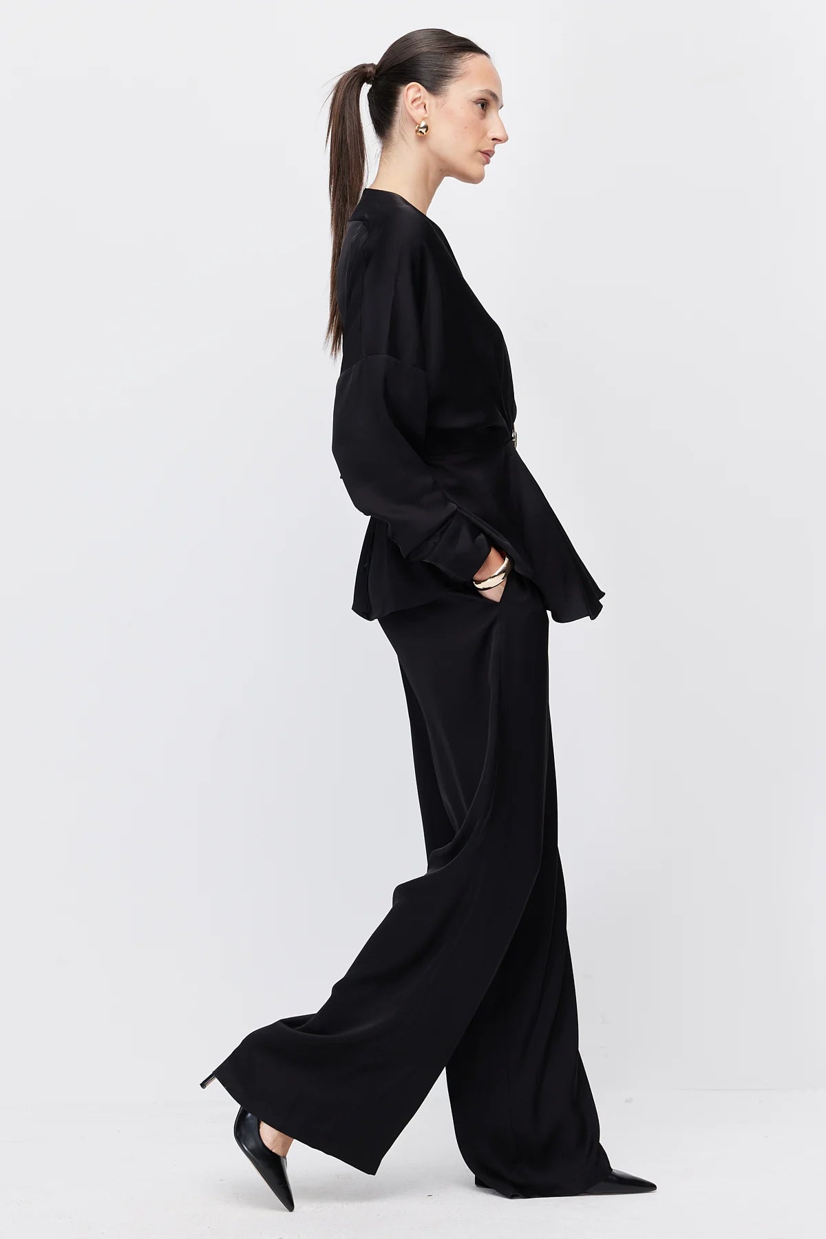 Women's Wide Leg Satin Trousers