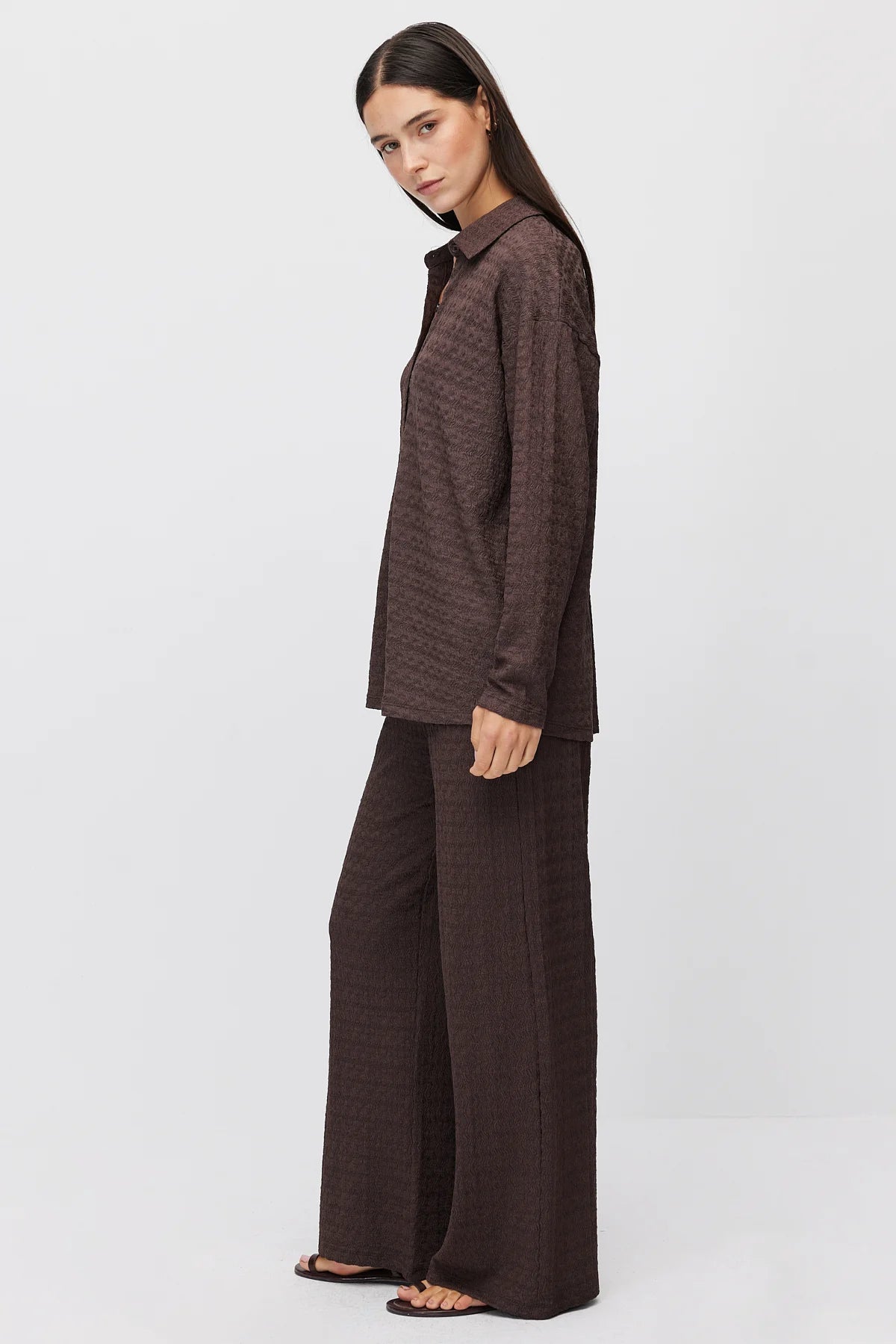 Women's Textured Pants with Elastic Waistband