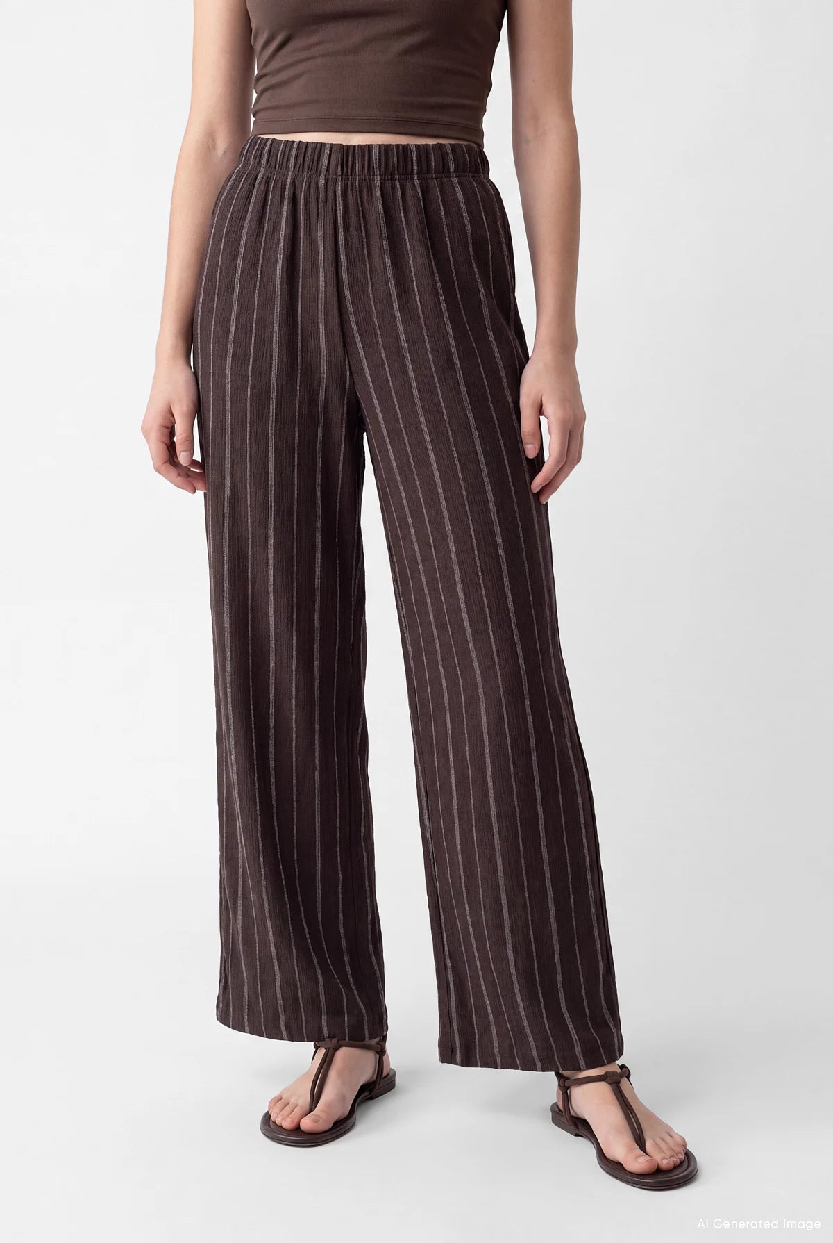 Women's Wide Leg Pants with Elastic Waistband