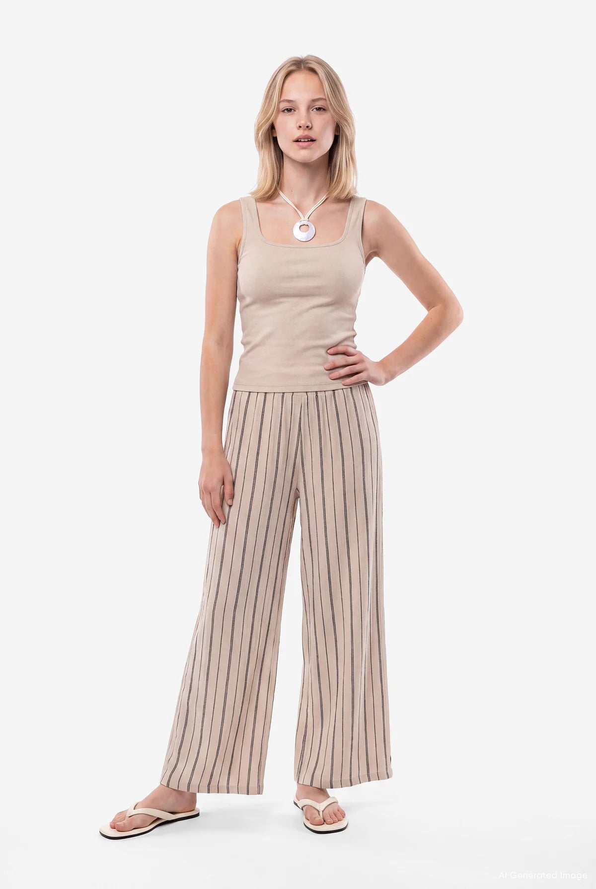 Women's Wide Leg Pants with Elastic Waistband