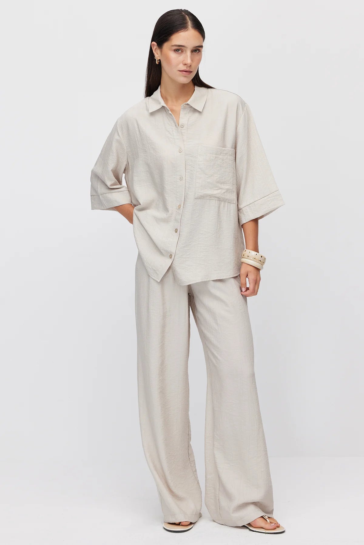 Women's Wide Leg Trousers with Tie Waist