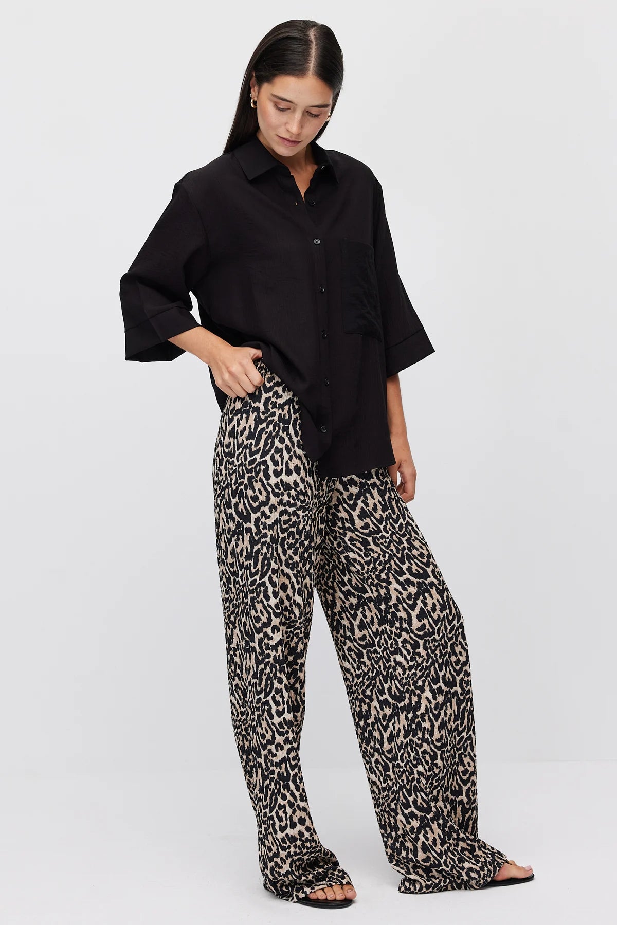 Women's Patterned Wide Leg Trousers