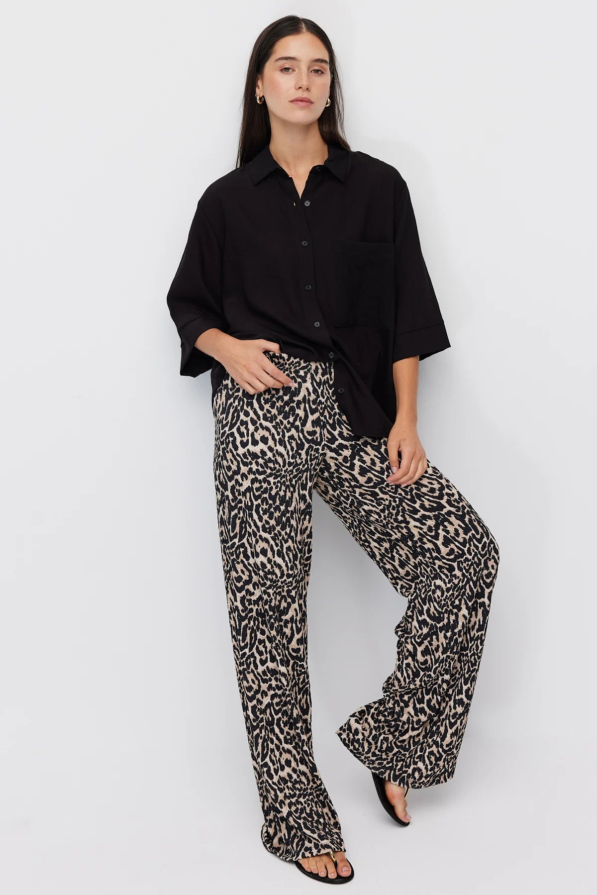 Women's Patterned Wide Leg Trousers