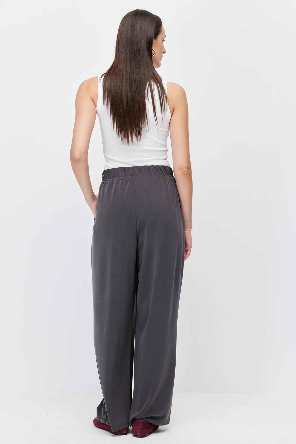 Women's Wide-Leg Trousers with Lace-Up Detail