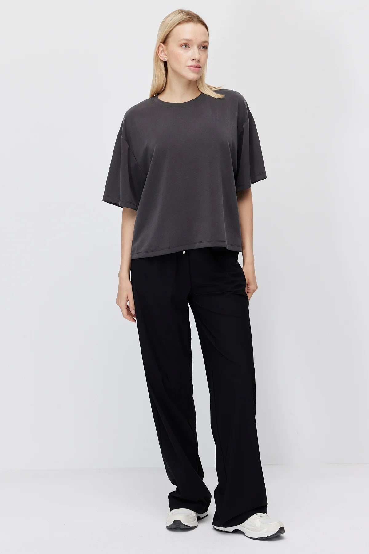 Women's Wide Leg Trousers with Elastic Waist and Drawstring