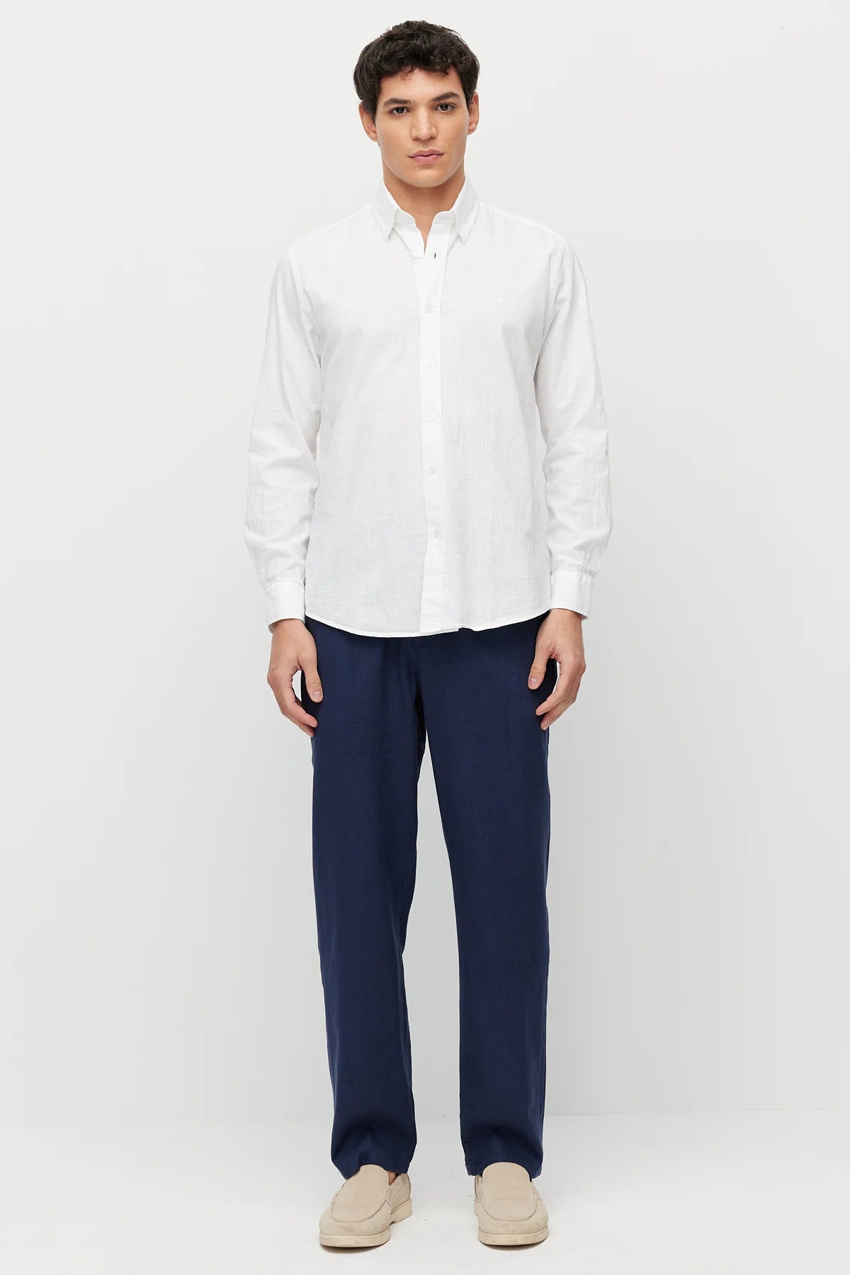 Men's Linen-Look Joggers with Elastic Waistband