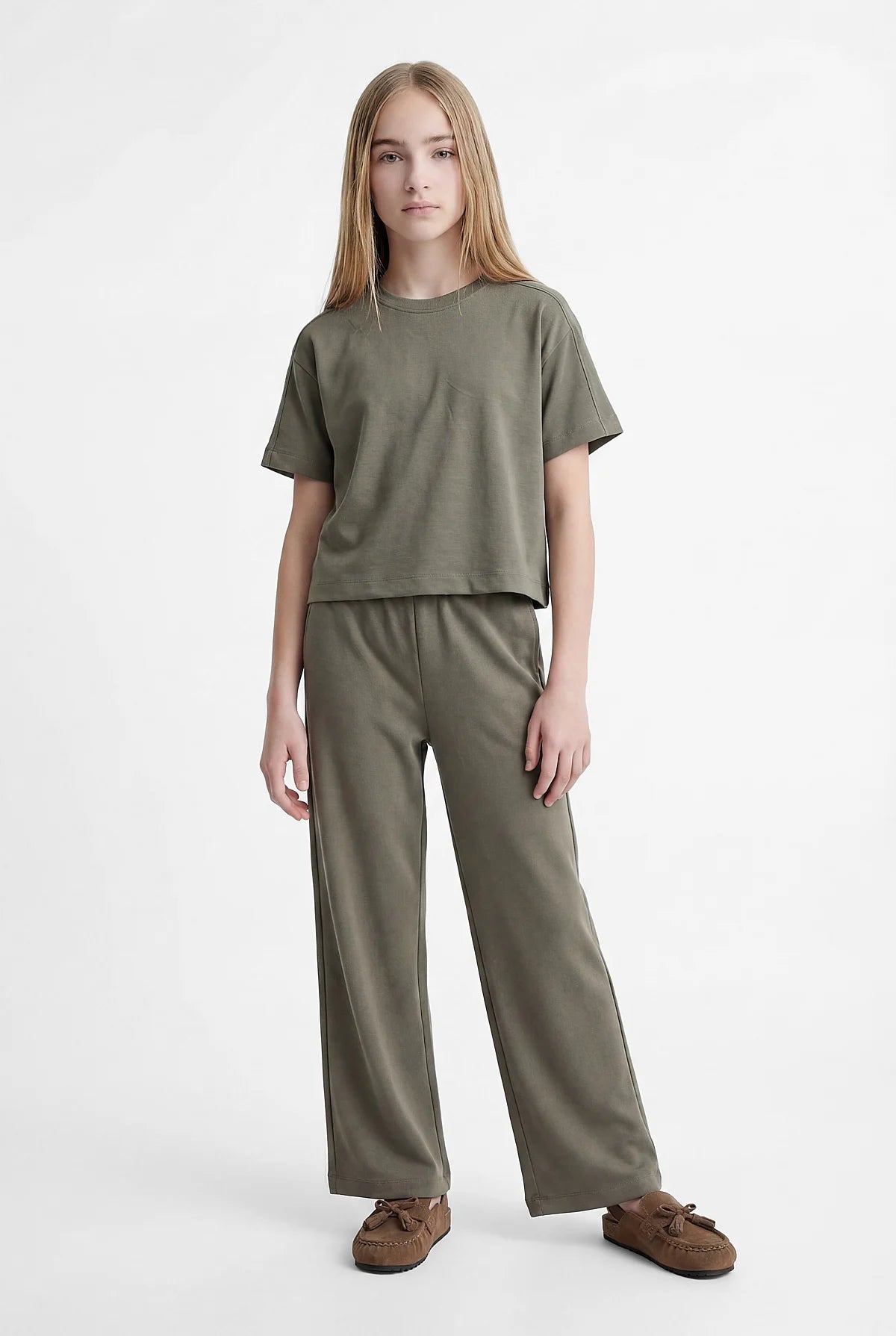 Girls' Wide Leg Trousers with Elastic Waistband