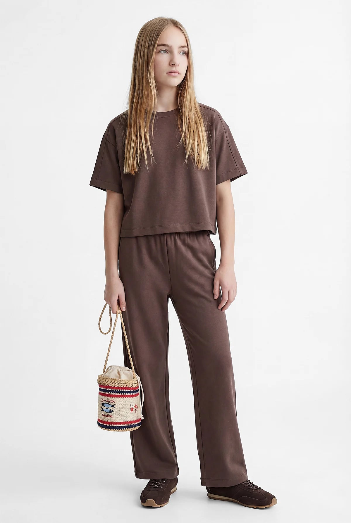Girls' Wide Leg Trousers with Elastic Waistband