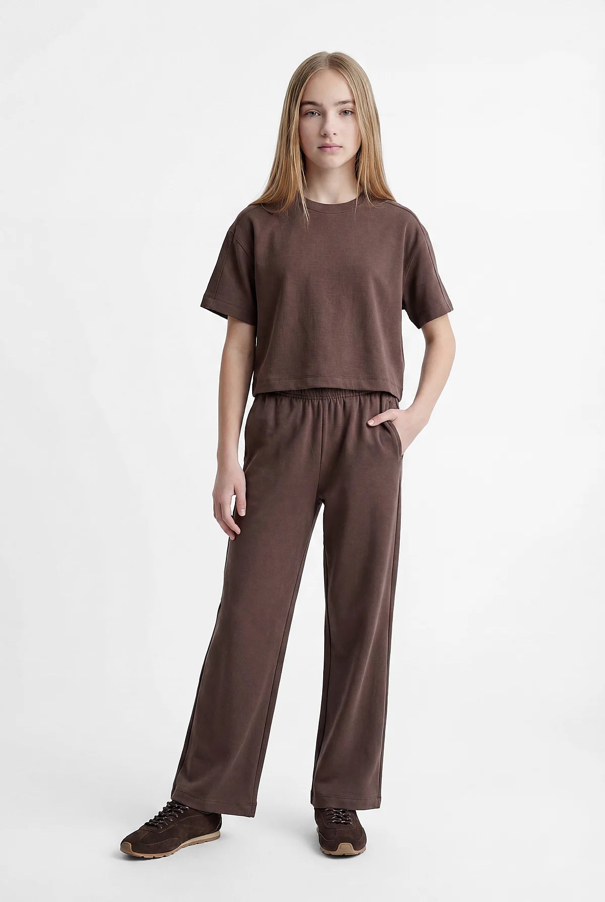 Girls' Wide Leg Trousers with Elastic Waistband