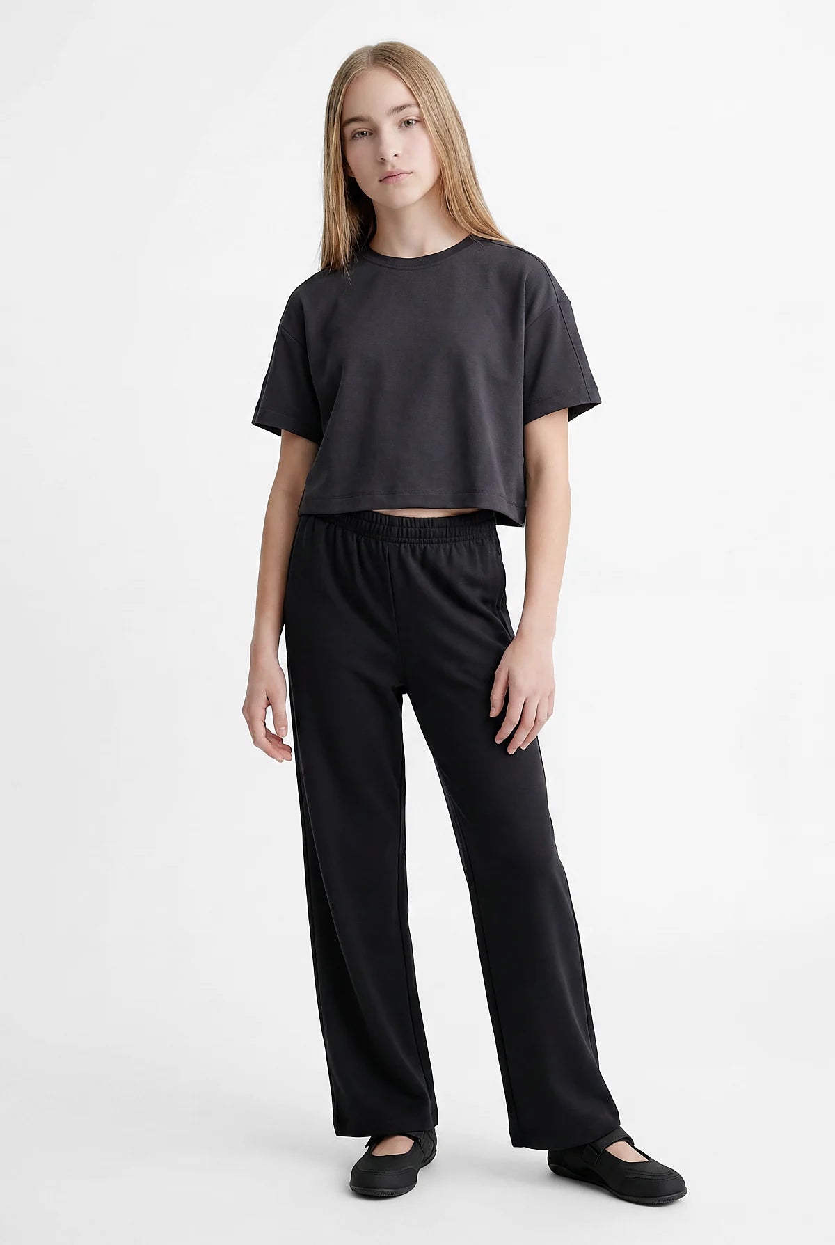 Girls' Wide Leg Trousers with Elastic Waistband
