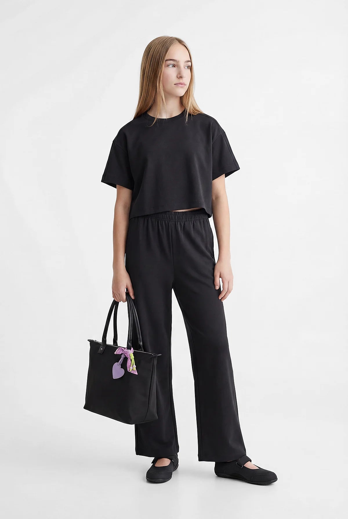 Girls' Wide Leg Trousers with Elastic Waistband