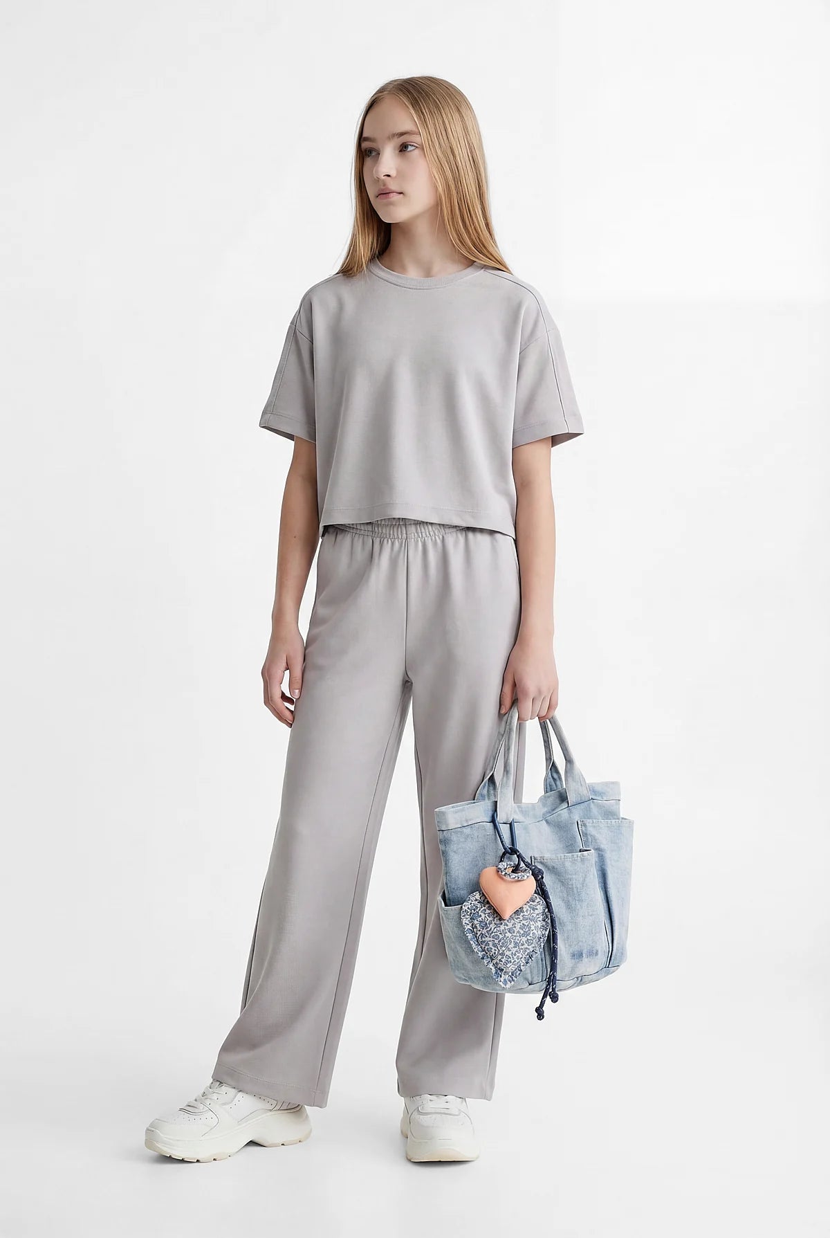 Girls' Wide Leg Trousers with Elastic Waistband