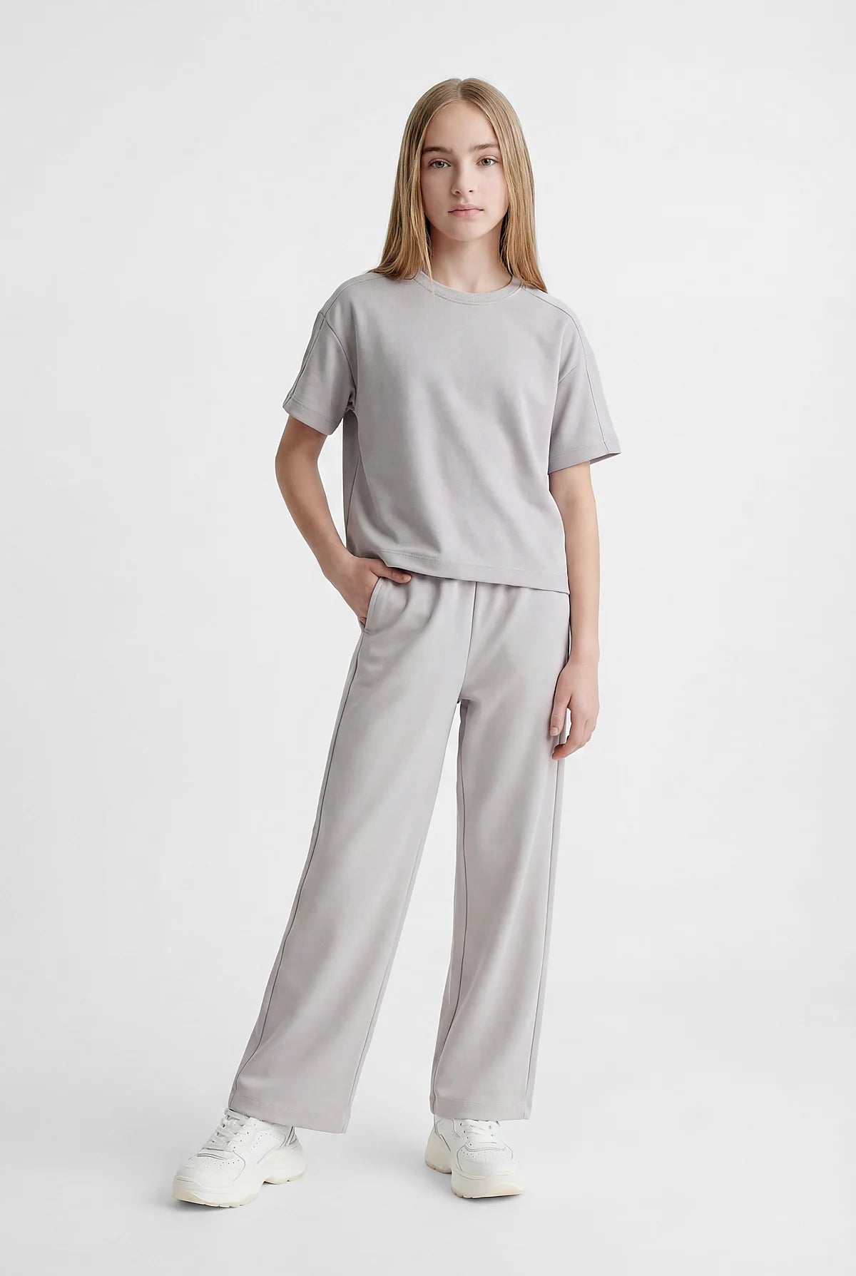 Girls' Wide Leg Trousers with Elastic Waistband