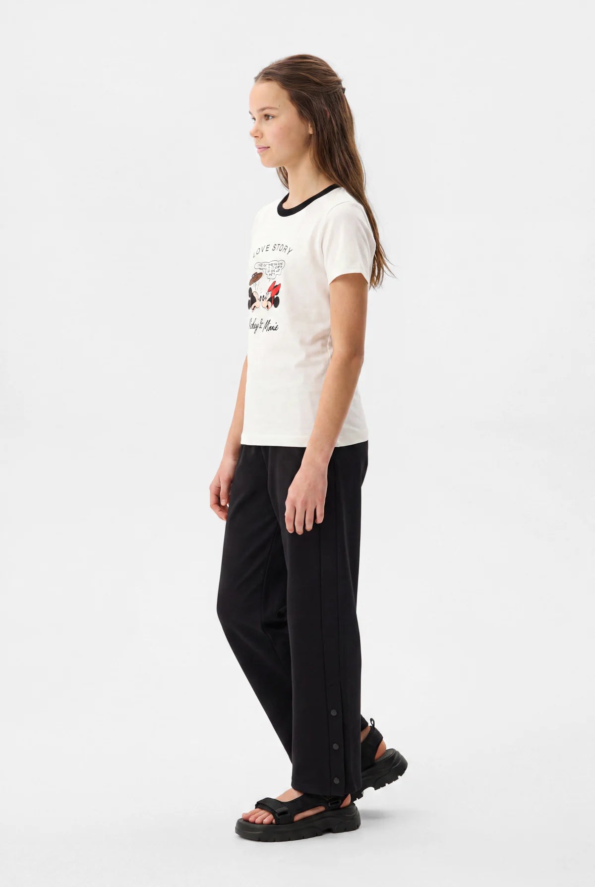 Girls' Wide-Leg Pants with Snap Fasteners