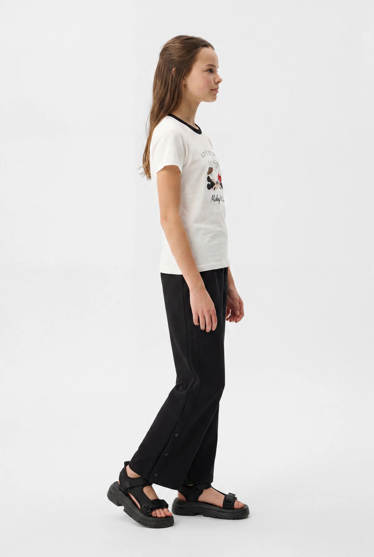 Girls' Wide-Leg Pants with Snap Fasteners