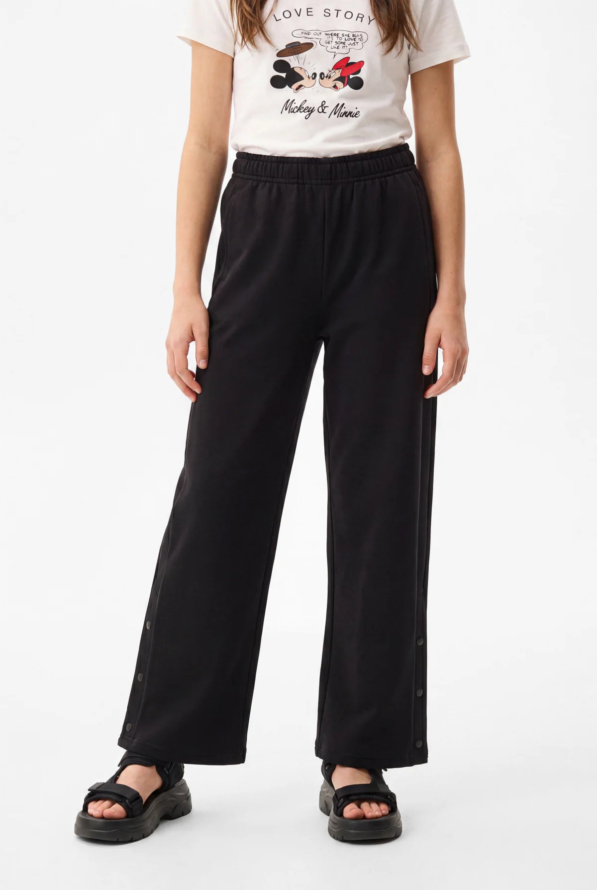 Girls' Wide-Leg Pants with Snap Fasteners