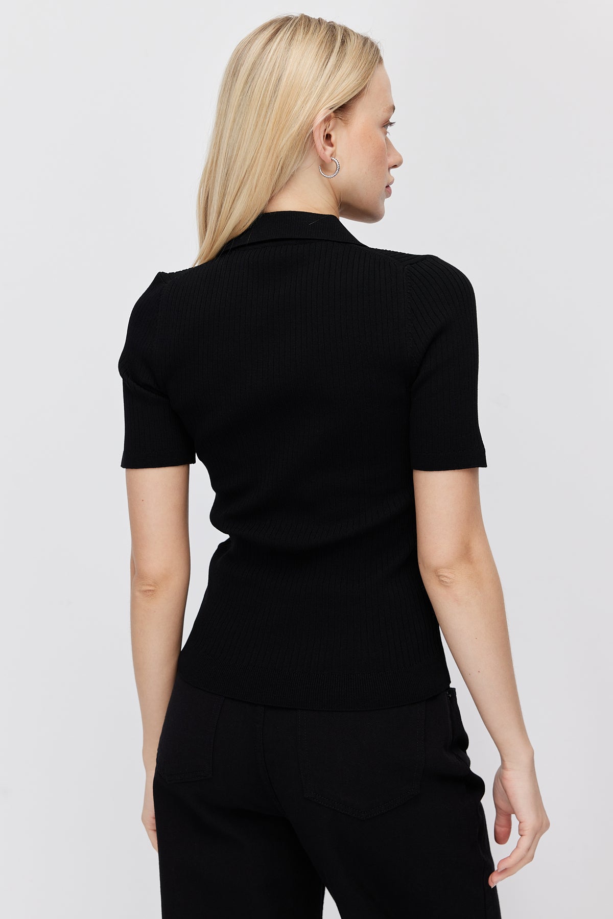 Paulmark Women's Ribbed Polo Collar Knit T-shirt