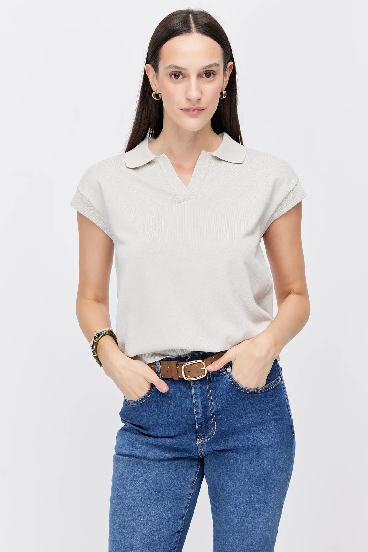 Women's Polo Collar Short-Sleeve Knitwear