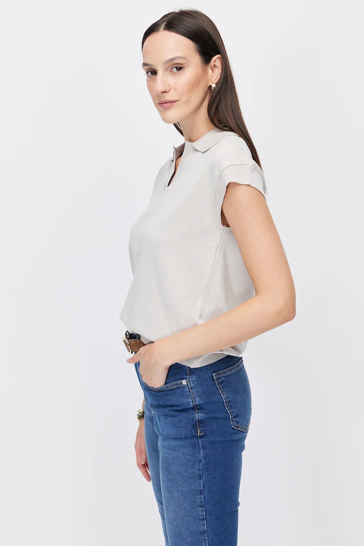 Women's Polo Collar Short-Sleeve Knitwear