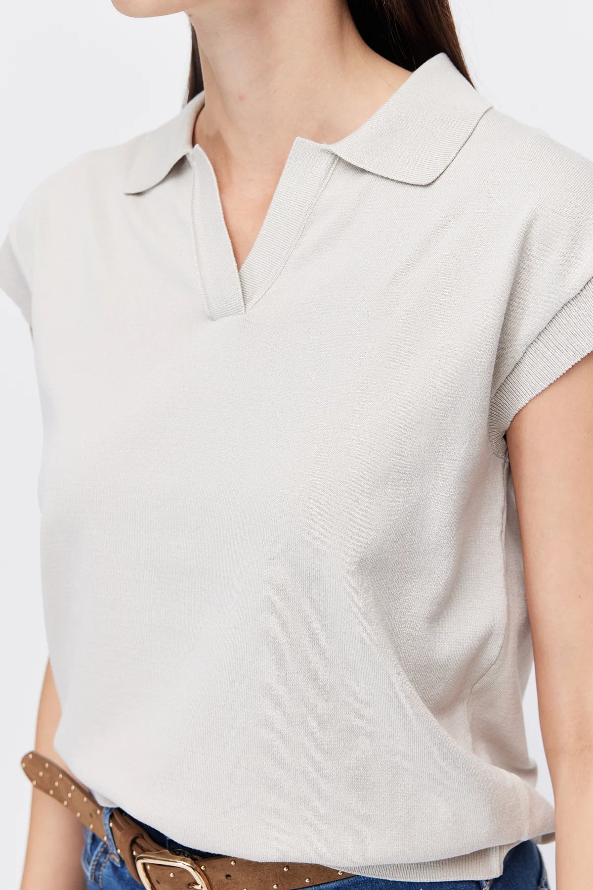 Women's Polo Collar Short-Sleeve Knitwear