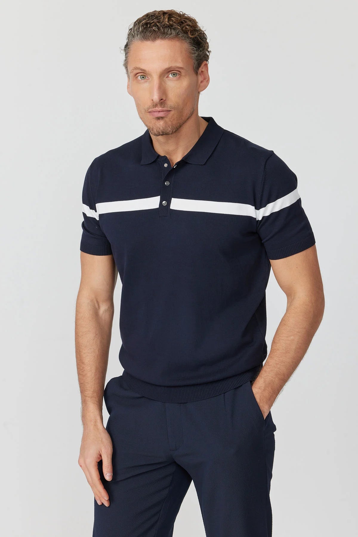 Men's Polo Collar Knit T-shirt