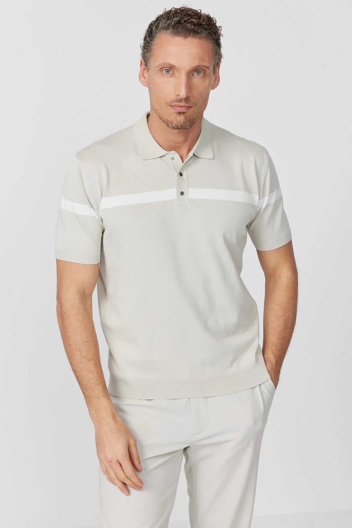 Men's Polo Collar Knit T-shirt
