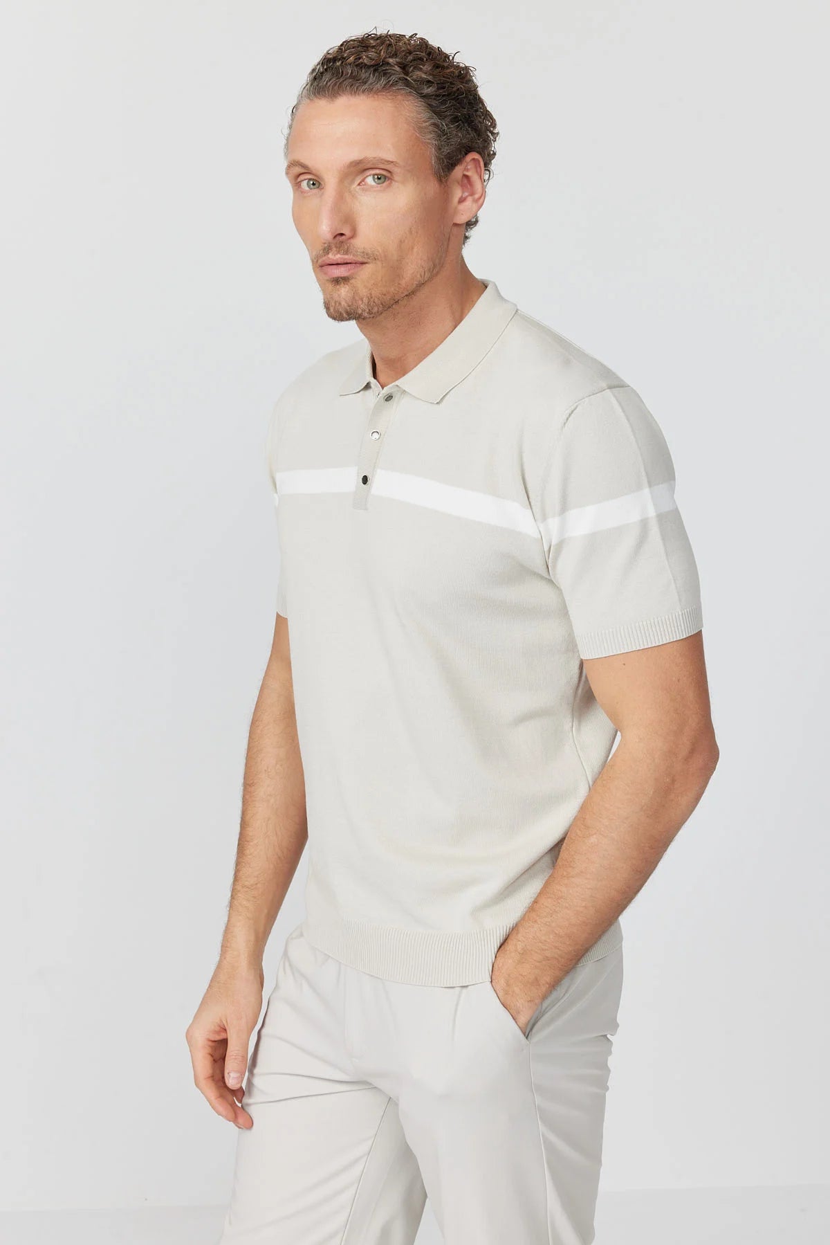 Men's Polo Collar Knit T-shirt
