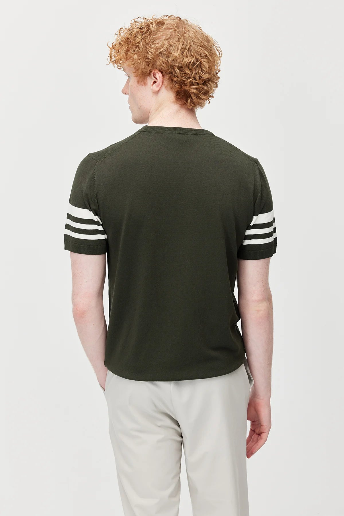 Men's Crew Neck Striped Knit T-shirt