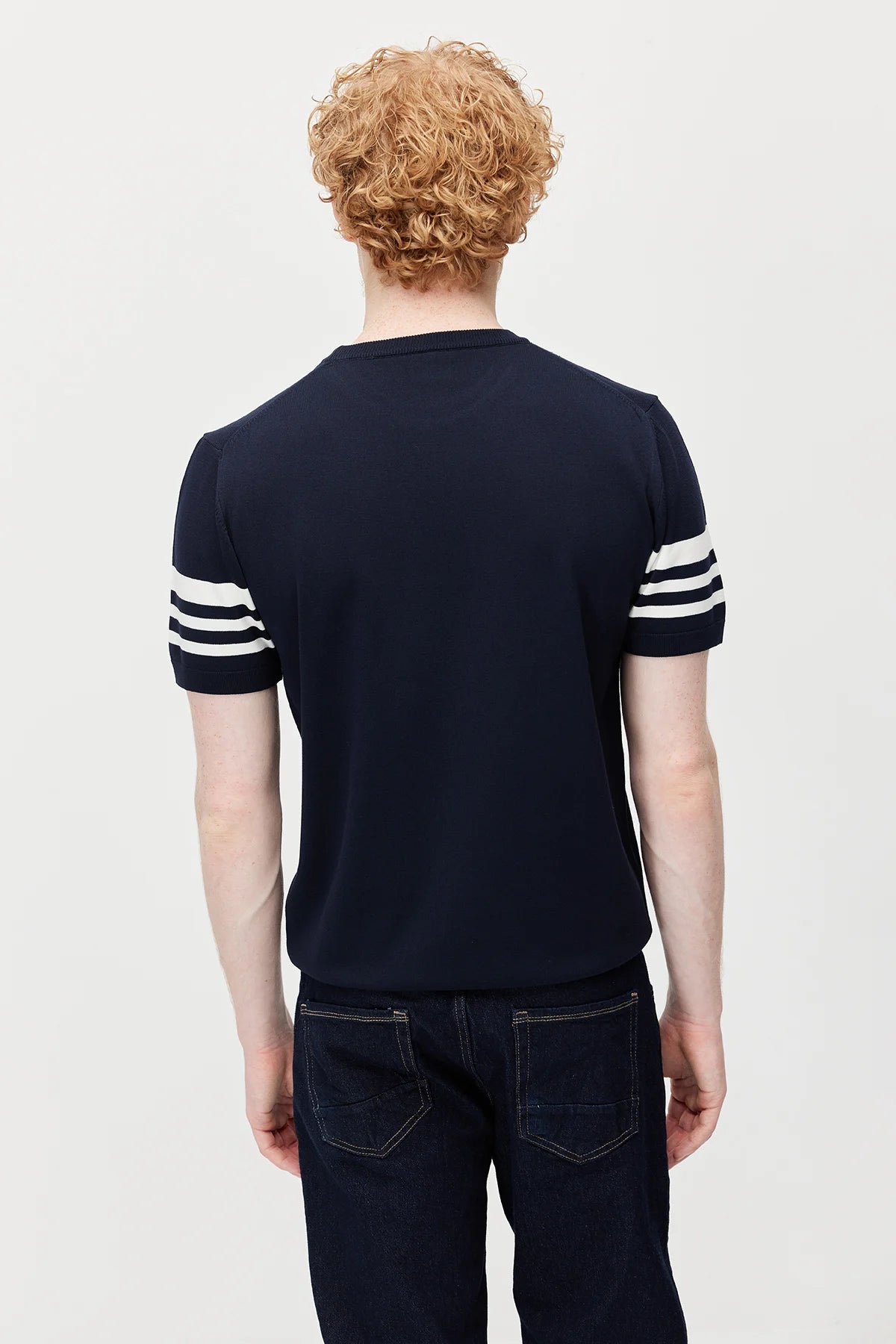 Men's Crew Neck Striped Knit T-shirt