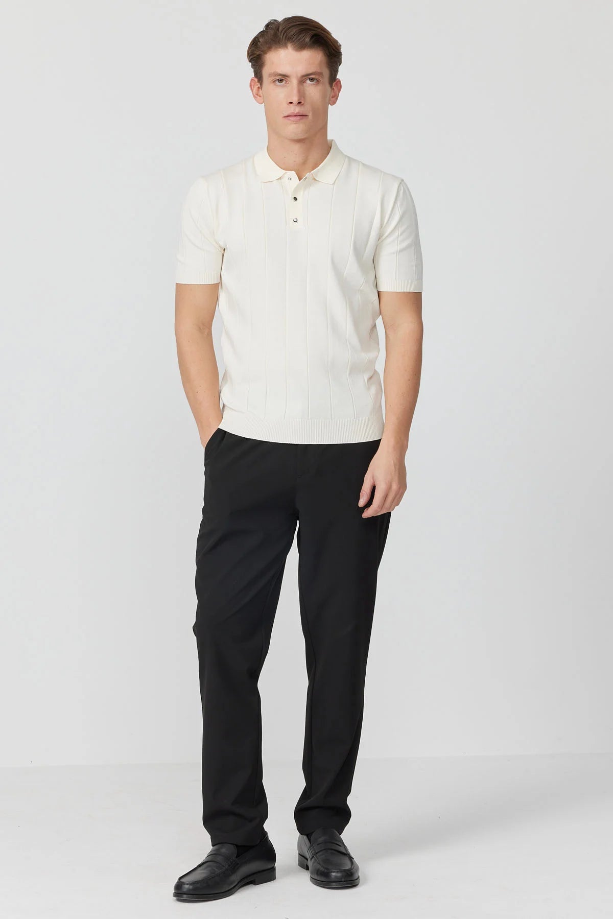 Men's Knitted Polo Collar T-Shirt