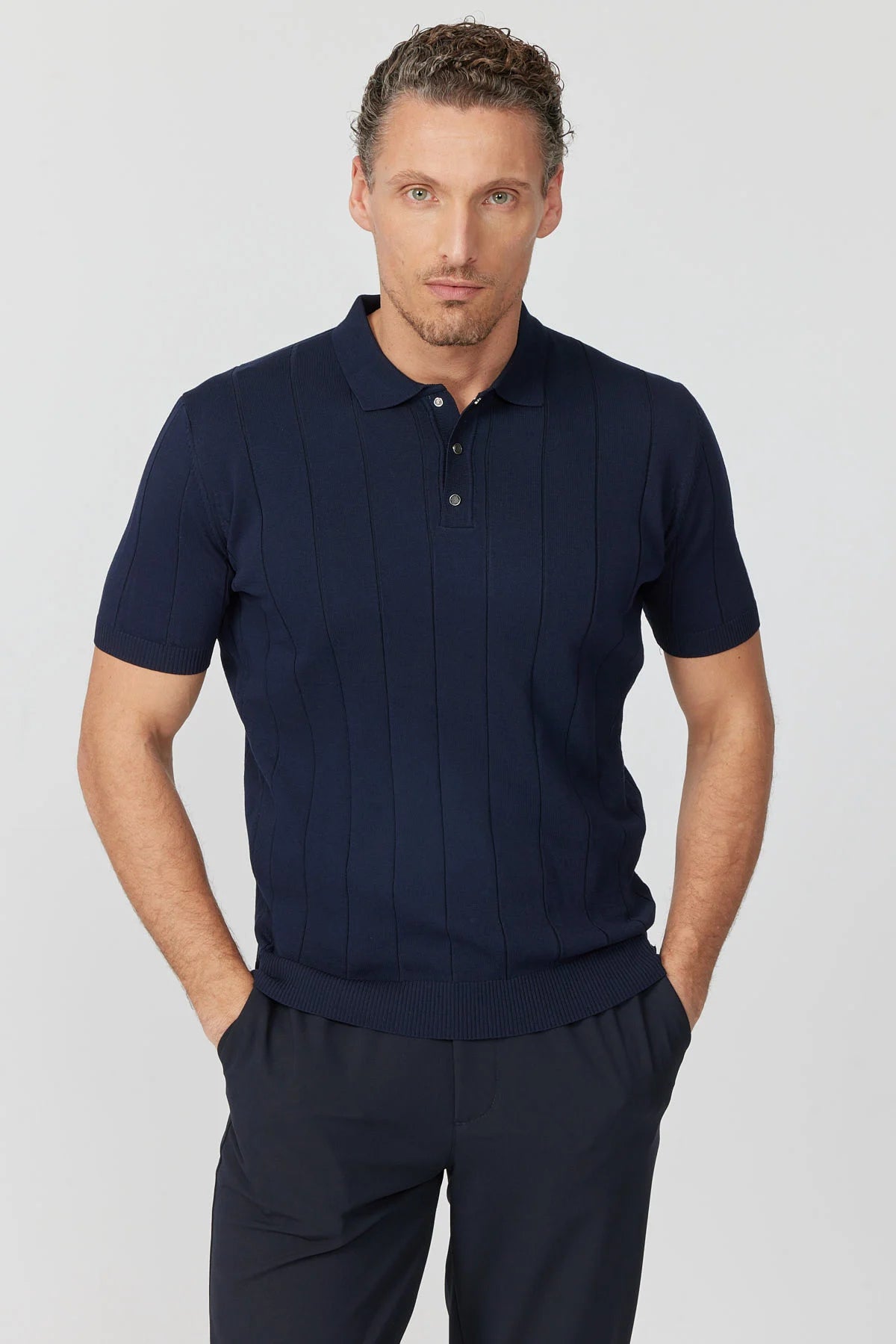 Men's Knitted Polo Collar T-Shirt