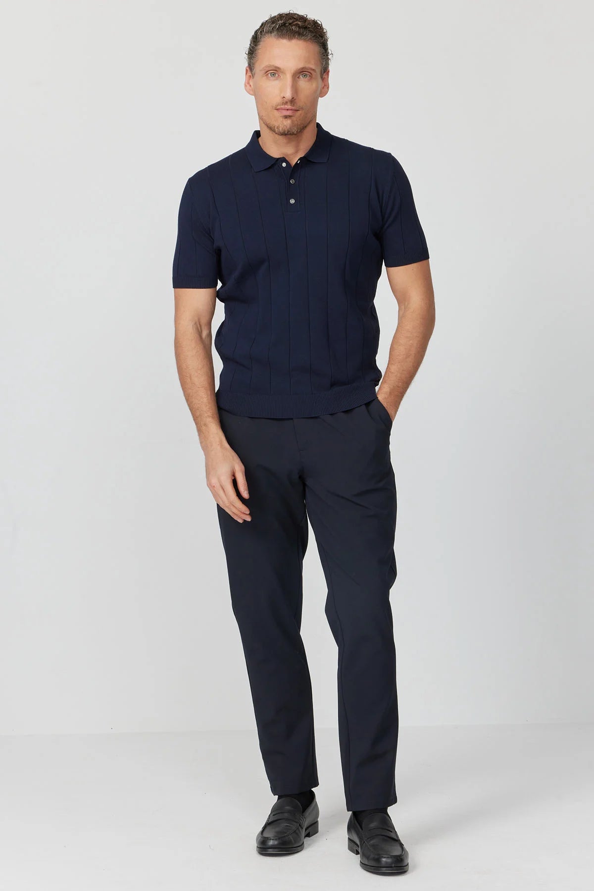 Men's Knitted Polo Collar T-Shirt