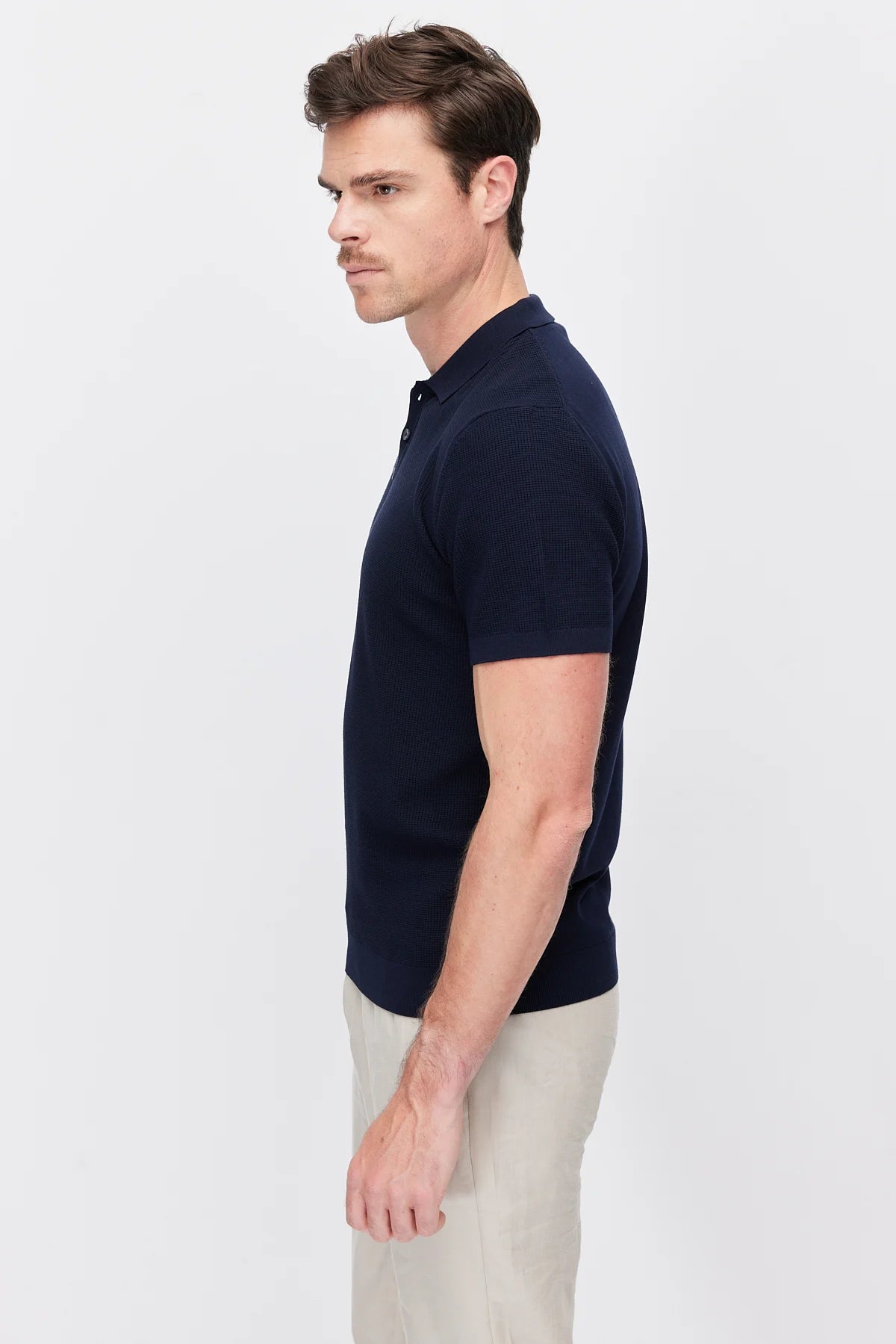 Men's Textured Knit Polo T-Shirt