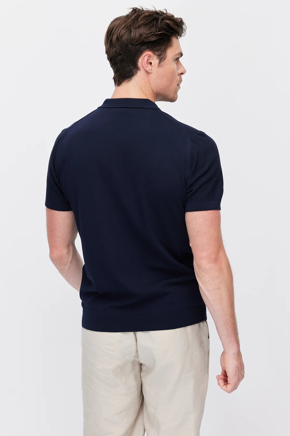 Men's Textured Knit Polo T-Shirt