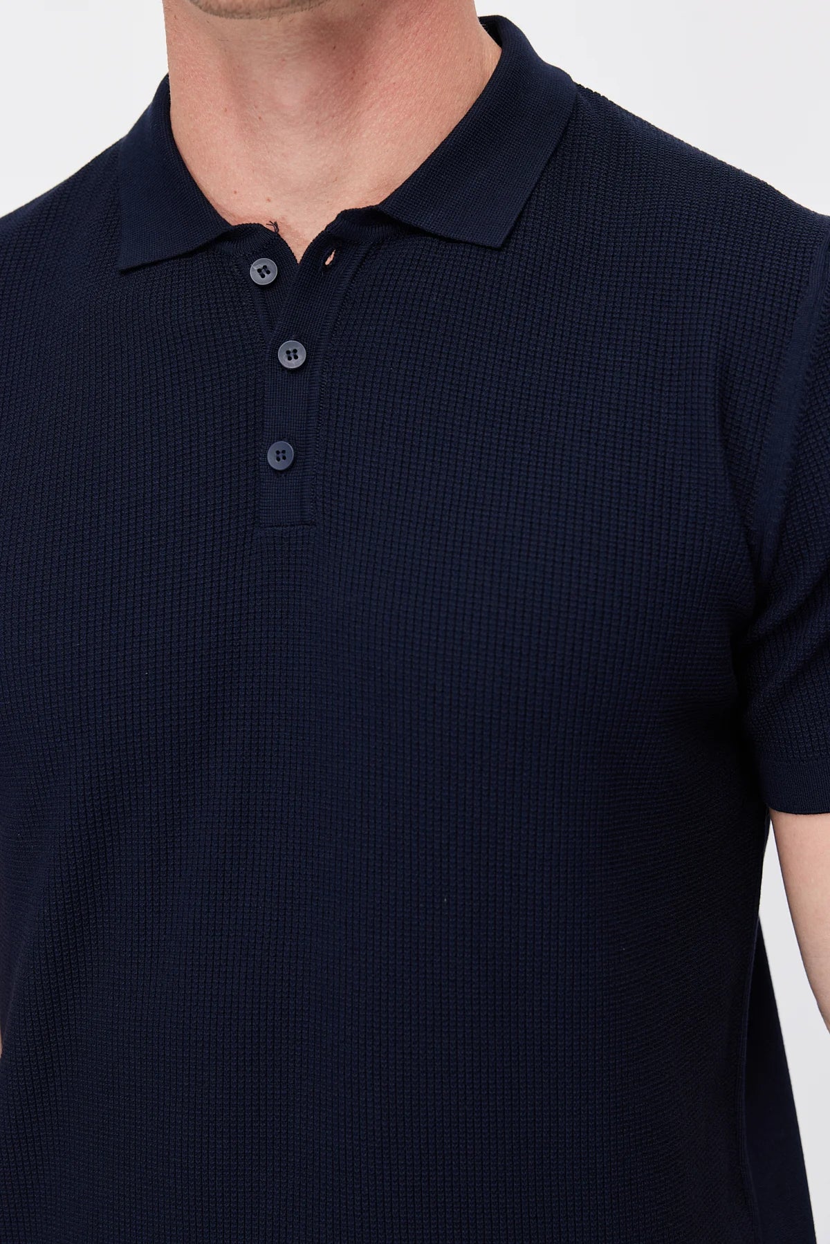 Men's Textured Knit Polo T-Shirt