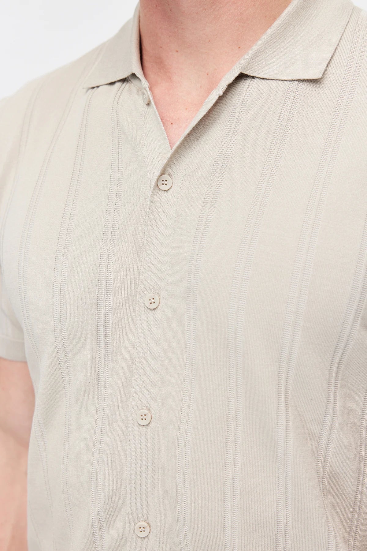 Men's Detailed Buttoned Knit Polo Collar T-Shirt