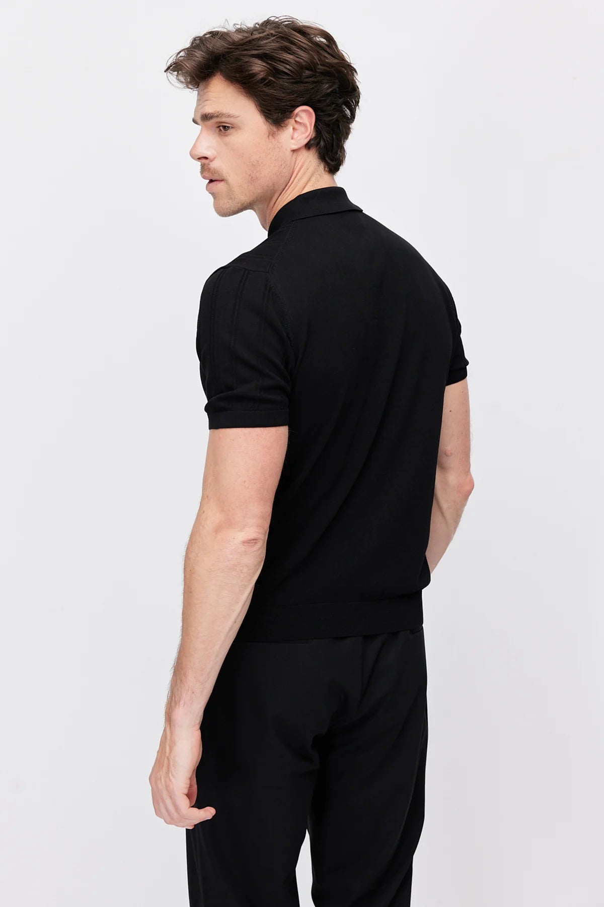 Men's Detailed Buttoned Knit Polo Collar T-Shirt