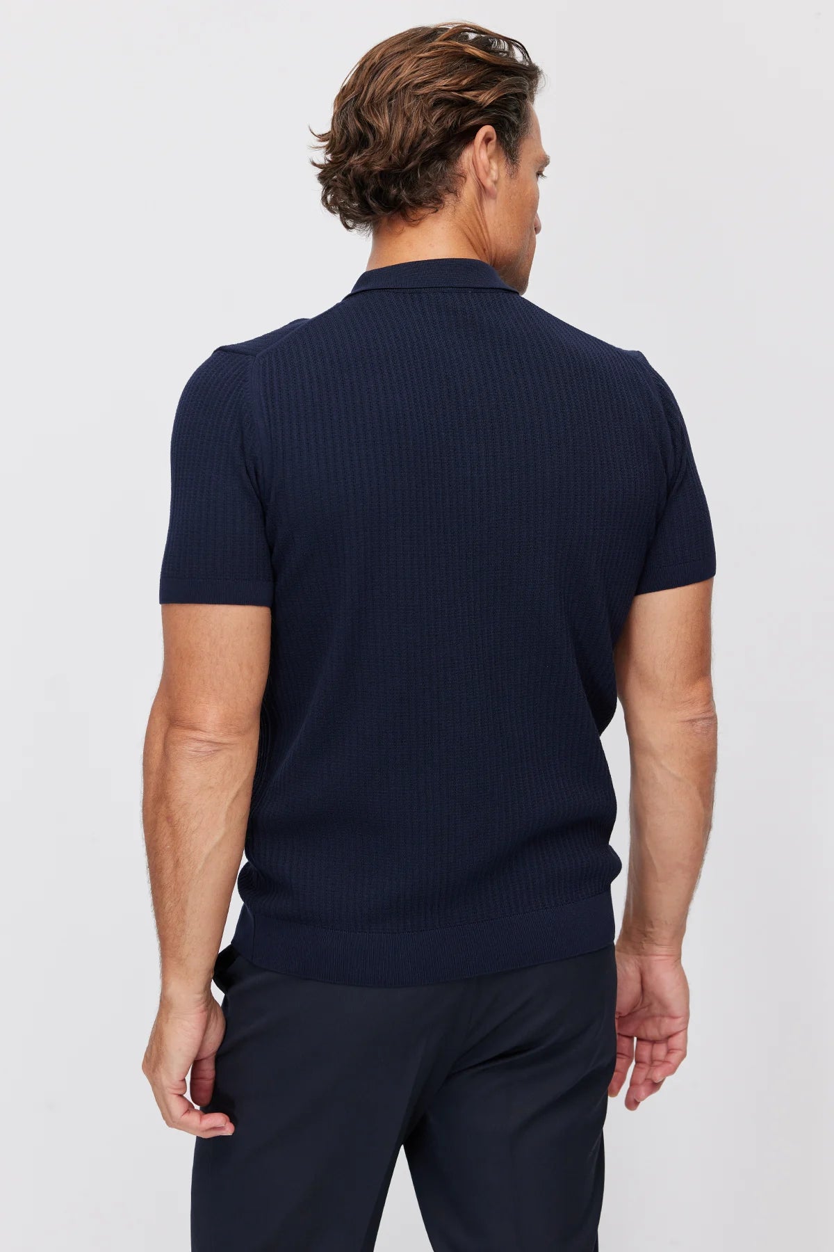 Men's Polo Neck Ribbed Knitwear T-shirt