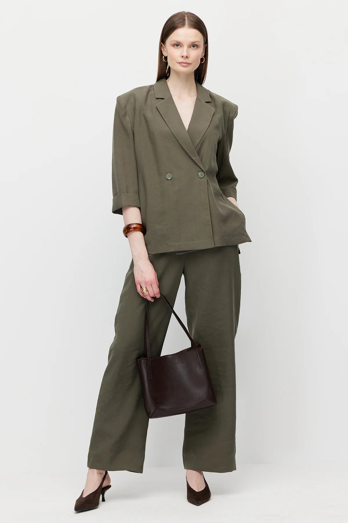 Women's Linen-Look Straight-Fit Trousers