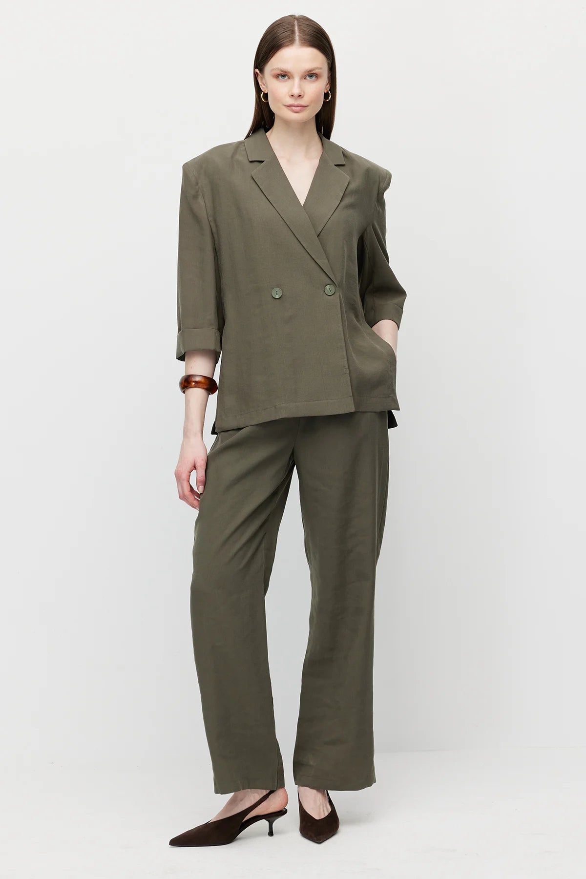 Women's Linen-Look Straight-Fit Trousers