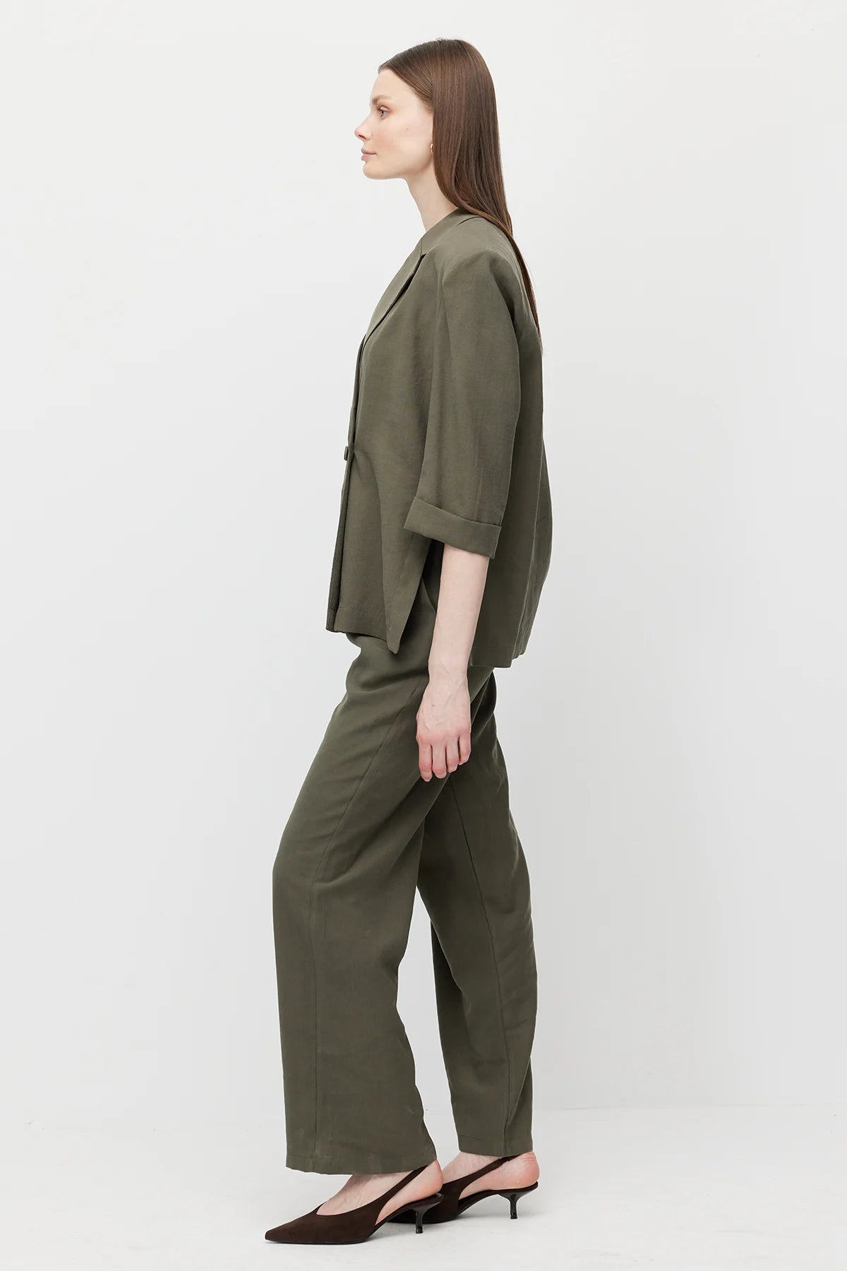 Women's Linen-Look Straight-Fit Trousers