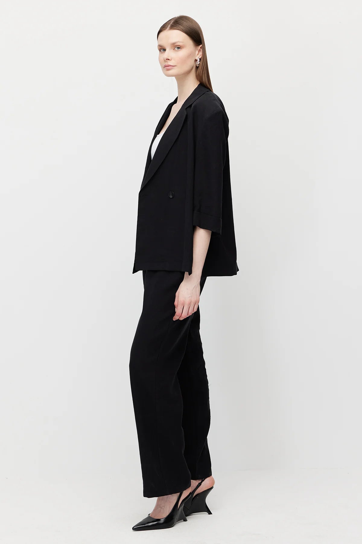 Women's Linen-Look Straight-Fit Trousers