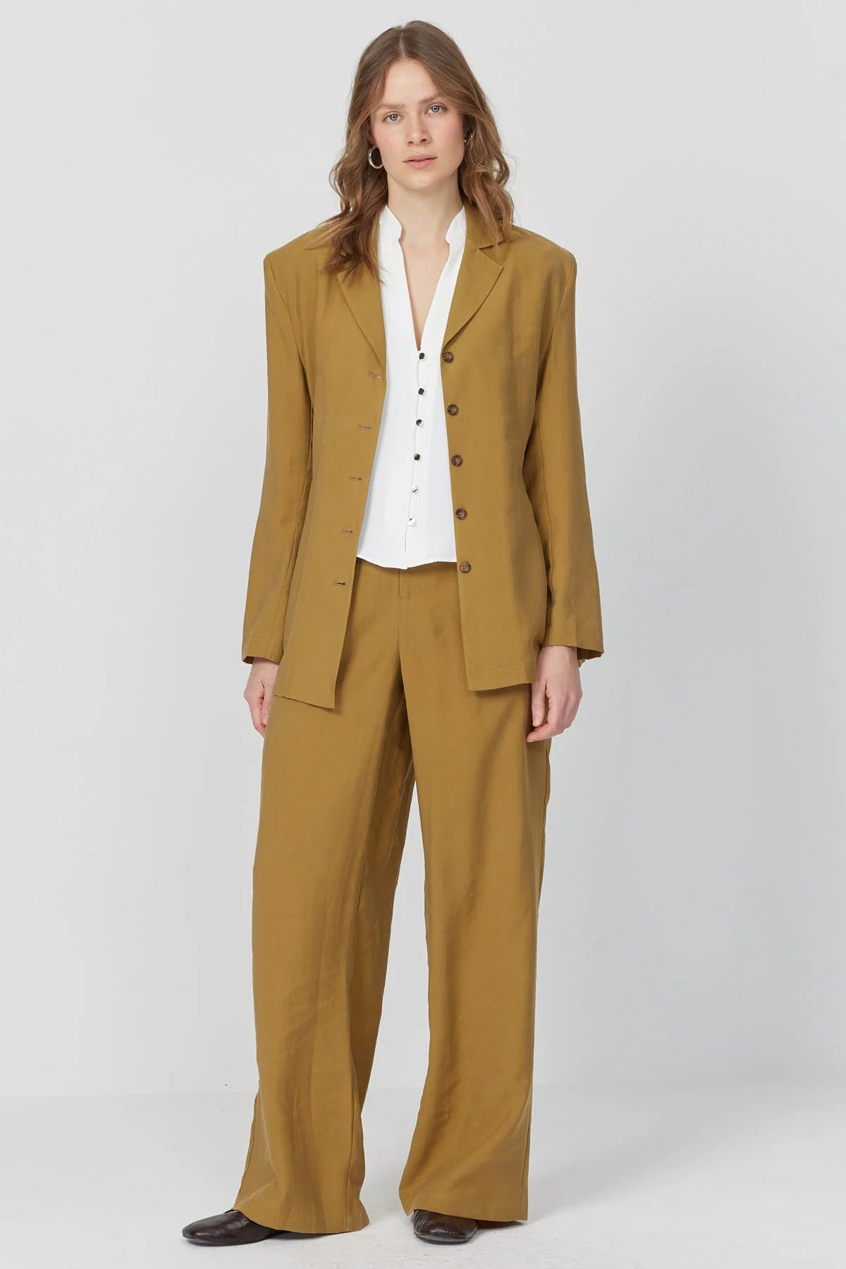 Women's Wide Leg Trousers with Waist Detail