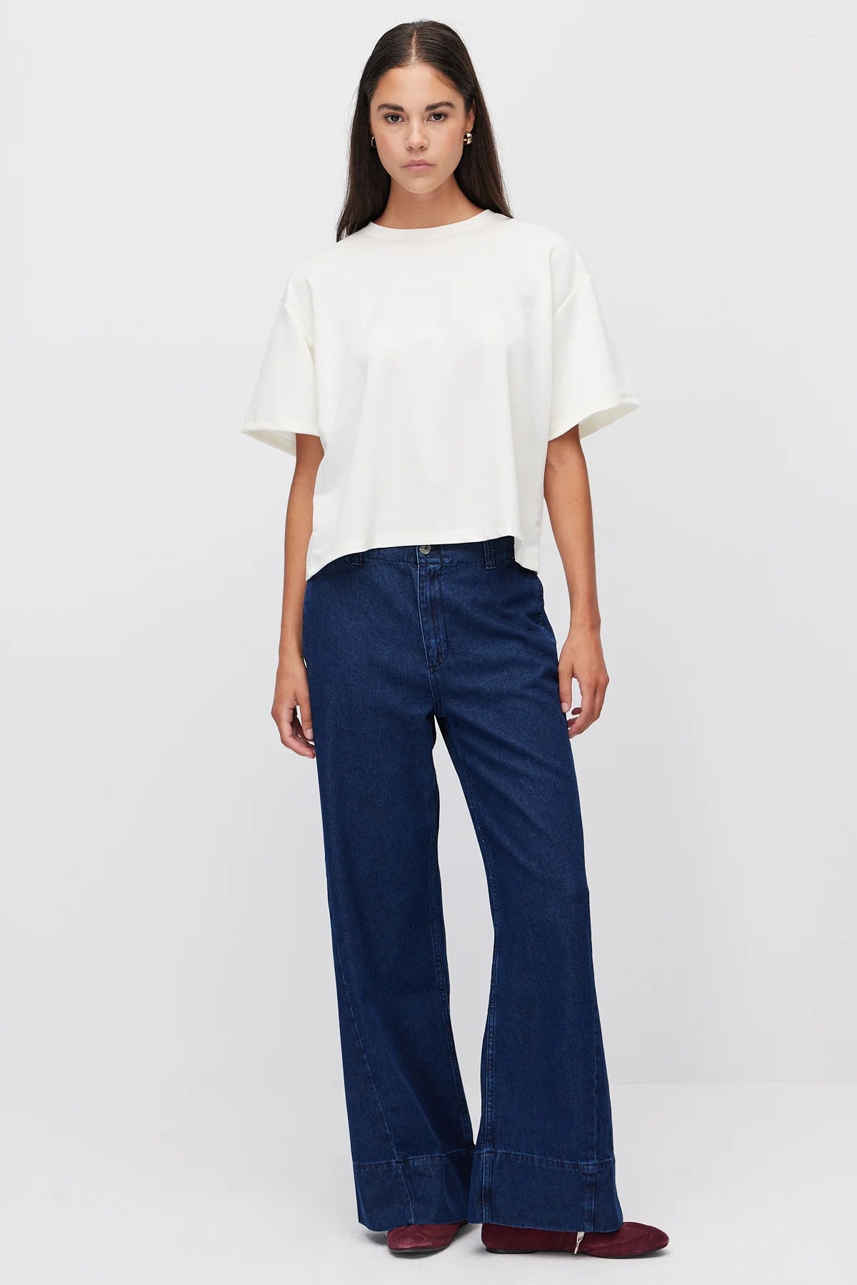 Women's Wide Double Hem Detail Jeans